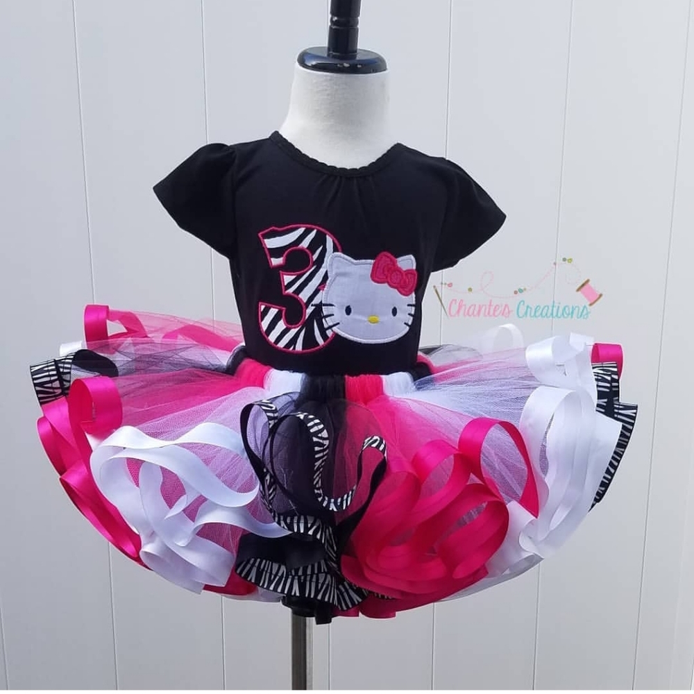 Zebra print Hello Kitty tutu set